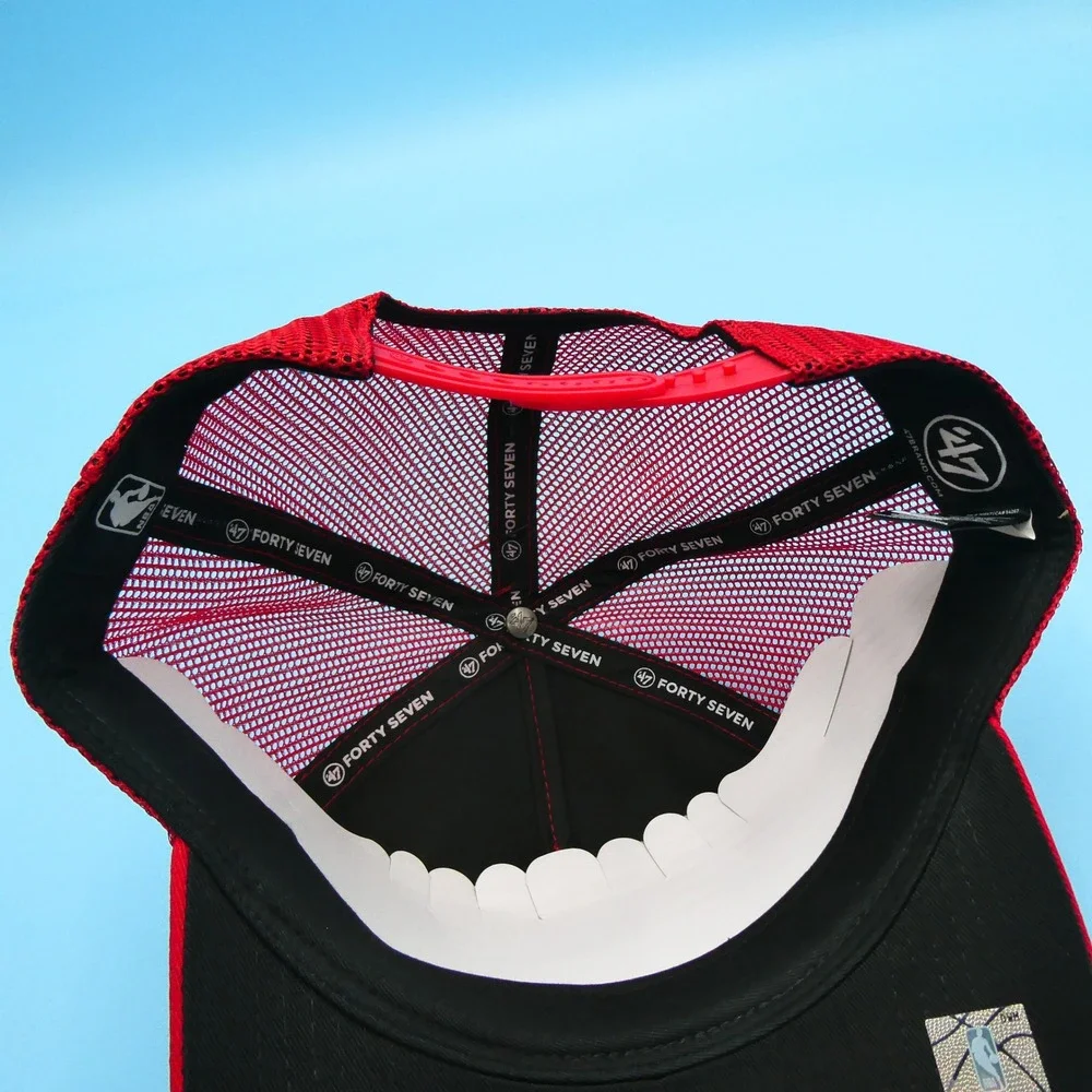 '47 Brand Hat Mens One Size 47 Hitch Chicago Bulls Red Mesh Snapback NBA‎ Cap